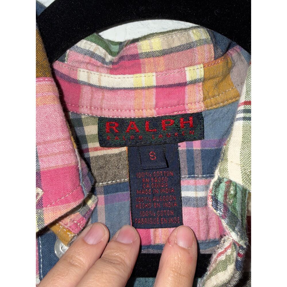 ❤️🔥Vintage Ralph Lauren Patchwork Plaid Sleeveless Dress Size L - Picture 3 of 8